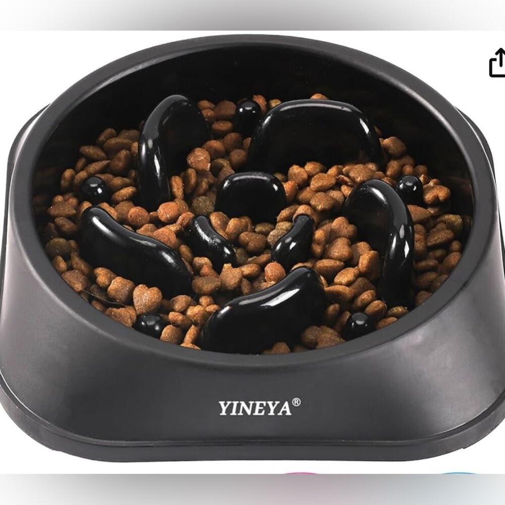 YINEYA‎ PET SLOW FEEDER DOG BOWL SMALL BREED DOG NWT BLACK